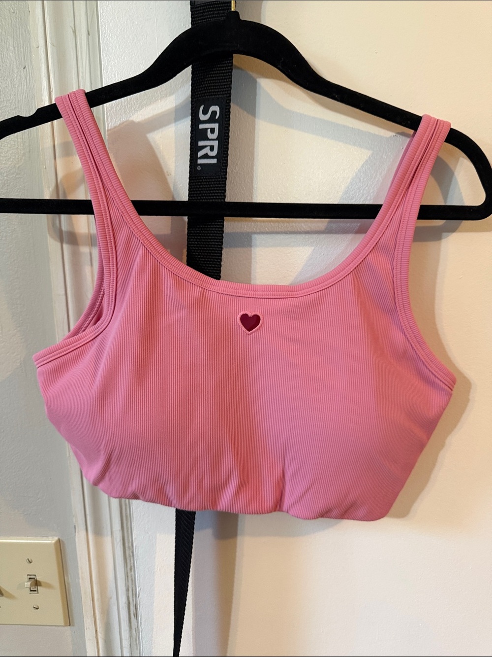 Lululemon Women’s Pink Ribbed braTank Bralette with Heart Accent